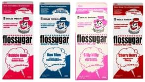 Cotton Candy Floss Sugar Variety Pack – Blue Raspberry, Pink Vanilla, Bubble Gum & Cherry | 3.25 lb Jugs (4 Pack) | For Cotton Candy Machines