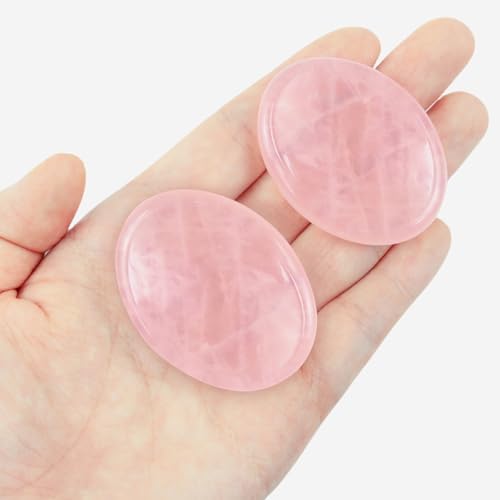 Thumb Worry Stone Rose Quartz Crystals Pink Healing Stones Palm Natural Mental Health Stress Relief Depression Gemstones Reiki Trinket Anxiety Relief Items Mother's Day Gifts for Women