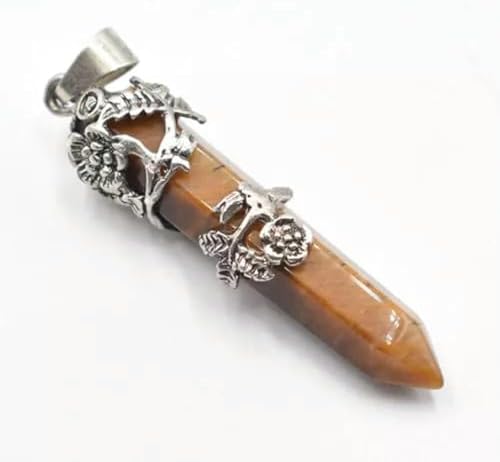5pcs Gemstone Hexagonal Prism Quartz Crystal Point Pendant Necklace-Blue Turquoise