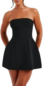 LuFeng Women's Sexy Strapless Backless Tube Top Bodycon Dress Sleeveless Cute A Line Mini Dresses
