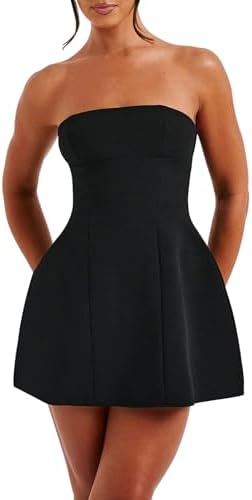 LuFeng Women's Sexy Strapless Backless Tube Top Bodycon Dress Sleeveless Cute A Line Mini Dresses