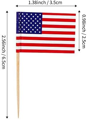 CYPS 100 Pcs USA American Flag US Toothpick Flags, Small Mini Stick Cupcake Toppers US Flags,4th of July,Veterans Day,Country Picks Party Decoration Celebration Cocktail Food Bar Cake Flags