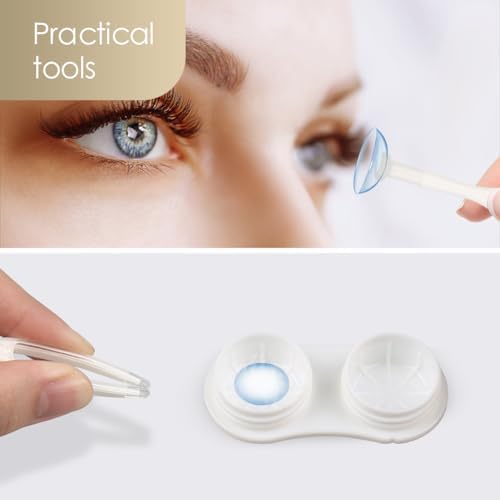 Contact Lens Case, Hard Travel Contact Lenses Box Holder Container Soak Storage Kit Cute With Mirror, Tweezers, Remover Tool Stick, Eye Contact Case Container Holder Solution for Daily Outdoor