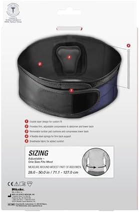 MUELLER Sports Medicine Adjustable Lumbar Back Brace, Lower Back Pain Relief and Support Belt for Men and Women, Black, One Size Fits Most