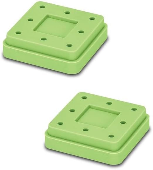 2 Pcs Dental Bur Block Silicone Square Magnetic Autoclavable 8 Capacity for Dental Lab Burs Holder Block (Neon Green)