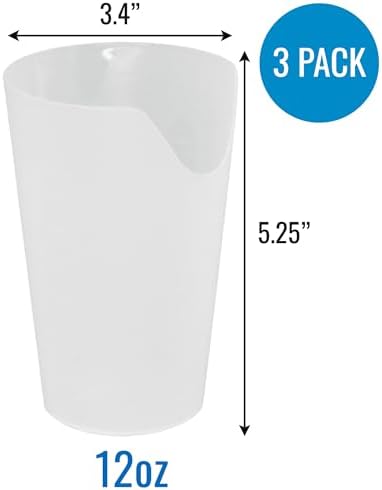 HealthSmart 12 oz. Nosey Cups for Adults - 3 Pack, Adult Sippy Cup, Autism Friendly, Dysphagia, Special Needs, Parkinsons and Occupational Therapy Tools, Elderly Assistance Products
