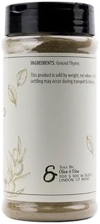 Olive & Vine Ground Thyme, Earthy & Aromatic, Seasoning for Roasts, Soups, and Stews, with Rich Tradition, Authentic Taste, For Global Recipes (4.96 Ounce)