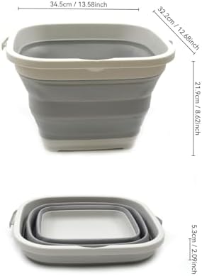 SAMMART 11L (2.9 Gallon) Collapsible Rectangular Handy Bucket/Tub(1, Grey)