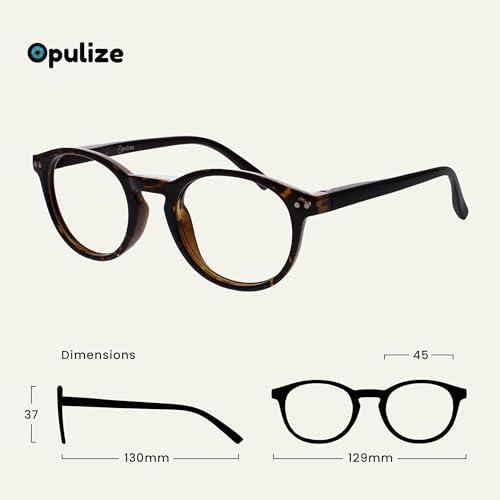 OPULIZE ZEN Reading glasses for Women Men,Scratch Resistant Round frame with Spring Hinges, Dark Brown,Pink,Turquoise Blue +1.5 (Pack of 3)