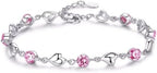 925 Sterling Silver Women's Heart Bracelet, Simple Adjustable Blue Cubic Zirconia Clear Chain Bracelet, Suitable As Jewelry For Birthdays And Anniversaries, Gifts For Festival