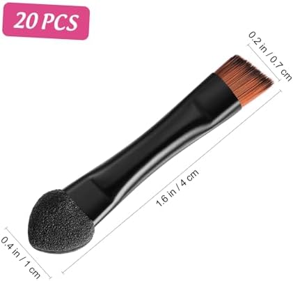 Lurrose Double Sided Eye Shadow Sponge Applicator Eye Brow Make Up Brush Portable Makeup Tool 20pcs (Black)