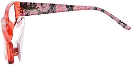 Eyekepper 5-Pack Spring Hinges Tiger Patterned Temples Rectangular Reading Glasses Readers Red +0.75