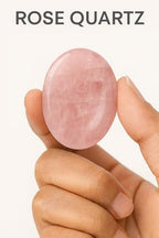 Rose Quartz Worry Stone – Natural Thumb Stone for Love, Anxiety Relief & Meditation | Pocket Palm Stone for Reiki, Crystal Healing, Stress Relief, Chakra Balancing & Spiritual Energy