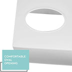 White Tissue Box Cover – Square Tissue Box Holder for White Bathroom Accessories Countertop, Decorative Tissue Cover and Square Cube Holder for Modern Home, Office or Dresser Décor