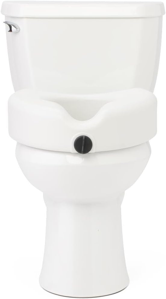 Medline 5" Elevated Toilet Seat Riser W/Microban Antimicrobial Protection for Seniors, Adults & Handicapped – 400 Lbs. Capacity, White