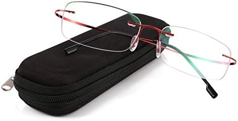 FEISEDY Lightweight Rimless Titanium Stainless Steel Anti-Blue Light Reading Glasses B2686