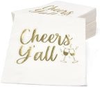 Gift Boutique - 100 Count Cheers Y'all Cocktail Beverage Napkins Holiday Disposable Paper Napkin New Year's Eve Dessert Napkins for Home, Dinner, Bridal Shower, Tableware Party Supplies Decor