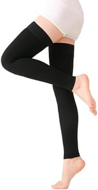 TOFLY® Medical Thigh High Compression Stockings Footless for Women & Men, Opaque Support Hose, 20-30mmHg Graduated Compression Socks with Silicone Band for Varicose Veins, Edema, DVT, 1 Pair Black L