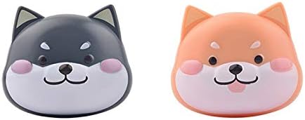 2 Pcs Cute Dog Contact Lens Case Travel Kit Portable Animal Contact Lens Box Holder Soak Storage Container with Mirror Bottle Tweezers Stick Remover Tool
