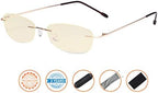 CessBlu Ladies Blue Light Blocking Glasses Anti Glare UV with Yellow Filter Eyeglasses for Women Reading Screen Rimless