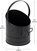 Mind Reader Fireplace Ash Bucket, 6L (1.5 gal) Capacity, Wood Stove, Fireplace Accessories, Metal, 9"L x 9"W x 10.5"H, Black