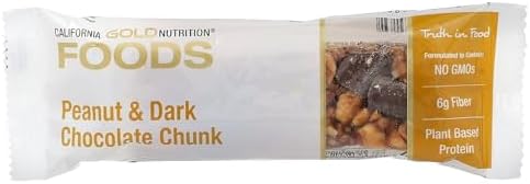 California Gold Nutrition Foods, Peanut & Dark Chocolate Chunk Bars with Dry Roasted Almonds, Chicory Root Fiber, Pea Crisps and Honey, 12 Bars, 1.4 oz (40 g) Each