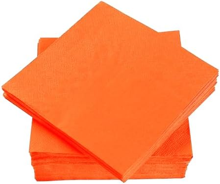 200 Pack Cocktail Napkin 2-Ply Dessert Napkins Folded 5 x 5 Inches Disposable Napkins for Dinner Wedding Birthday Party Bridal Anniversary Reception Event (200, Orange)