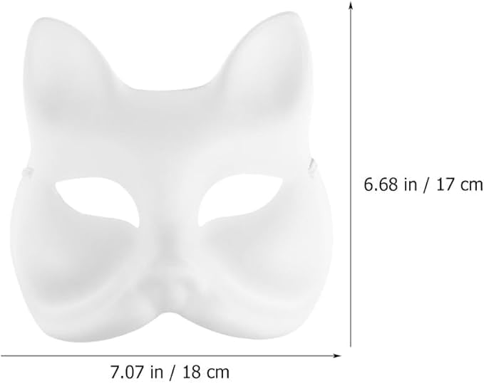 10Pcs Therian Mask - White Cat & Fox for DIY Crafts, Halloween & Party, Paintable Blank Animal Dress Up