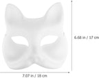 10Pcs Therian Mask - White Cat & Fox for DIY Crafts, Halloween & Party, Paintable Blank Animal Dress Up
