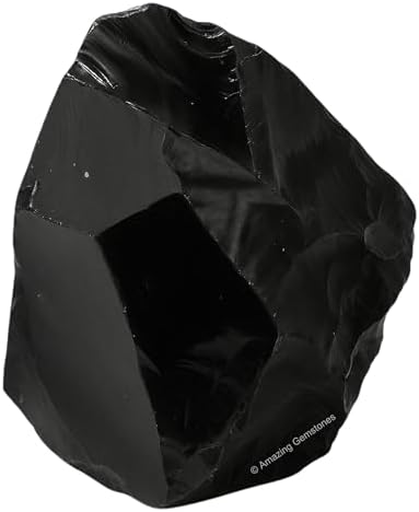 Amazing Gemstone Black Obsidian Rock Crystals and Healing Stones, Natural Raw for Tumbling and DIY, Obsidiana Negra Original (2 Pieces)