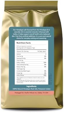 Pacific Pelican Premium Iodized Himalayan Pink Salt | Fine Grain, Unrefined, Pure Rock Salt | 3 Pounds | 100% Natural & Organic for Cooking, Seasoning & Wellness (Pack of 1)