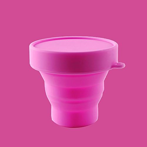 Collapsible Silicone Foldable Sterilizing Cup Set for Feminine softcups Menstrual Cups Storing and Cleaning Your Heavy Diva Cup Foldable Travel Cup for Outdoors Camping and Hiking-Eco Friendly(Pink)