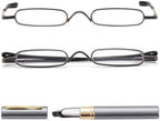 Mini Slim Pen Reading Glasses with Portable Clip Case Small Pocket Readers Men Women