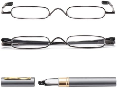 Mini Slim Pen Reading Glasses with Portable Clip Case Small Pocket Readers Men Women