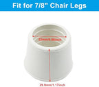 16Pcs 7/8 Inch (22mm) Chair Leg Tips Caps, Round Rubber Non-Slip Folding Chair Leg End Caps White Furniture Table Feet Caps Floor Protector Cover for Hardwood Floors