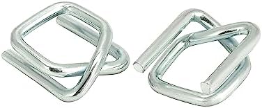 QWORK Metal Wire Buckle, 1/2" Width, 200 Pack, Silver, for Polypropylene Strapping Cord Strapping