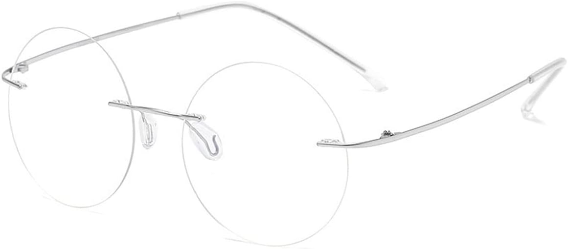 Titanium Rimless Round Reading Glasses Blue Light Blocking Eyeglasses Readers Frameless Eyewear for Men Women