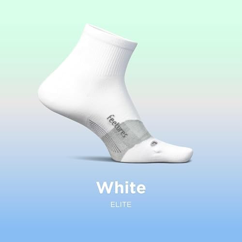 Feetures Elite Ultra Light Cushion Quarter - Sport Sock with Targeted Compression - New White, XL (1 Pair)