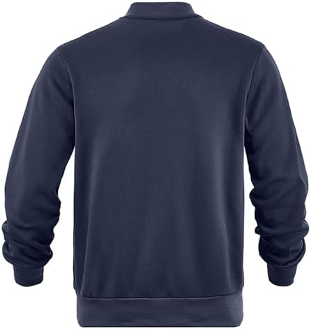 Men's Sweatshirt Full Zip Up Stand Collar No Hood Casual Jackets with Pockets Long Sleeve Mock Neck Fall Warm Coats