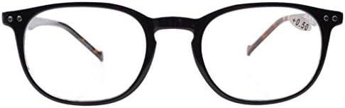 Eyekepper Retro Reading Glasses for Women Reading +3.50 Black Frame Tortoise Arms Mens Readers Eyeglasses