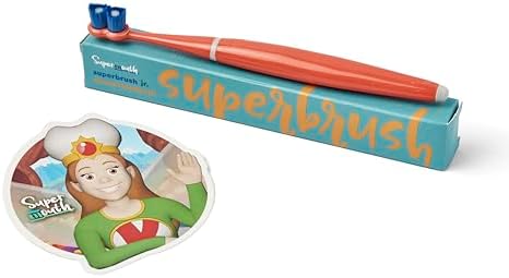 SuperMouth® SuperBrush Jr.® Kids Manual Toothbrush – Soft Patented SuperBristles® Clean Baby Teeth 30X Better, Gentle Plaque Removal, Augmented Reality Teaches Proper Brushing