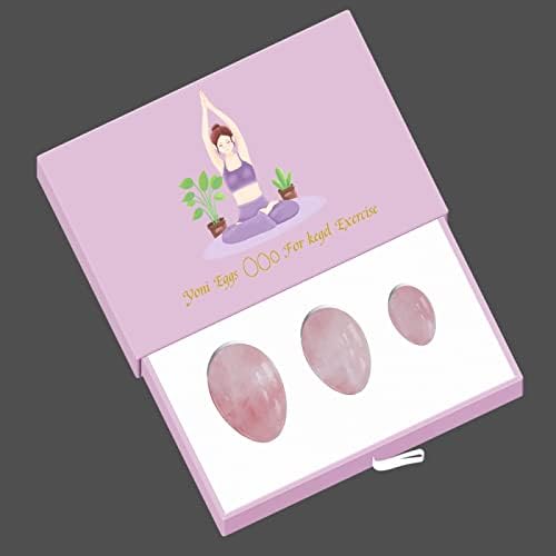 Natural Rose Quartz Yoni Egg Jade Eggs Women Kegel Exerciser Ball Crystal Yoni Wand Kegel Eggs,Undrill Egg-Pink Box