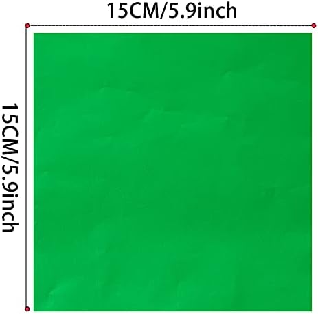 Square Aluminium Foil Packaging Candy Wrappers Sugar Wraps Paper for DIY Candies and Chocolate Packaging by Party/Wedding/Birthday/Chrismas Accessories-200 Piece 5.9"x5.9" (15x15 cm) (GREEN)