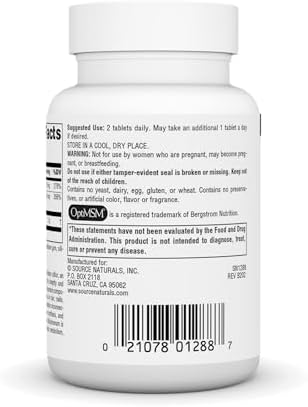 Source Naturals MSM (methylsulfonylmethane), a Dietary Sulfer Supplement, 1,000 MG - 60 Tablets