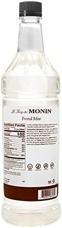 Monin - Frosted Mint Syrup, Bold Spearmint Coolness, Natural Flavors, Great for Smoothies, Sodas, Cocktails, and Teas, Non-GMO, Gluten-Free (1 Liter)
