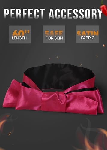 Fluffy Handcuffs for Grownups Cuffs with Chain and Soft Satin Eye Mask for Women 59", Adjustable 2pcs Accessories Set