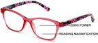 Women Floral Clear Progressive Reading Glasses - Zero Power on Top - No Bubble - Wide Fitment