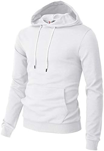 H2H Men's Pullover Hoodie Lightweight Long Sleeve with Kangaroo Pocket Slim Fit Basic Casual Sweatshirt