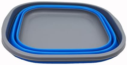 SAMMART 10L (2.6 Gallons) Collapsible Tub - Foldable Dish Tub - Portable Washing Basin - Space Saving Plastic Washtub (Dark Grey/Blue, 1)