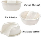 SOUJOY 2 Pack Washboard Basin for Hand Washing Clothes, Plastic Non-Slip Washtub with Integrated Washboard, Small Delicate Articles Washing Clothes Laundry for Home and Outdoor